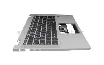 Teclado incl. topcase DE (alemán) gris oscuro/canaso con retroiluminacion original para Lenovo IdeaPad Flex 5-14ARE05 (82DF)