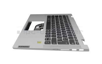 Teclado incl. topcase DE (alemán) gris oscuro/canaso con retroiluminacion original para Lenovo IdeaPad Flex 5-14IIL05 (81WS/81X1)
