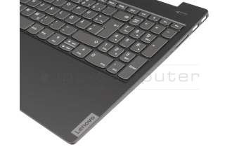 Teclado incl. topcase DE (alemán) gris oscuro/negro con retroiluminacion original para Lenovo IdeaPad S340-15IIL (81WL)