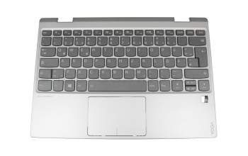 Teclado incl. topcase DE (alemán) gris oscuro/plateado con retroiluminacion original para Lenovo Yoga 720-12IKB (81B5)