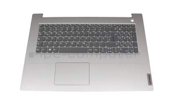 Teclado incl. topcase DE (alemán) gris/plateado (Fingerprint) original para Lenovo IdeaPad 3-17ARE05 (81W5)
