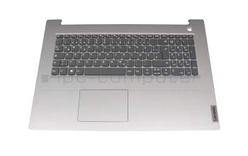 Teclado incl. topcase DE (alemán) gris/plateado (Fingerprint) original para Lenovo IdeaPad 3-17IIL05 (81WF)