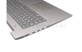 Teclado incl. topcase DE (alemán) gris/plateado (Fingerprint) original para Lenovo IdeaPad 3-17IIL05 (81WF)