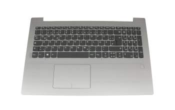 Teclado incl. topcase DE (alemán) gris/plateado (Fingerprint) original para Lenovo IdeaPad 320-15IKBRN (81BG/81BT)