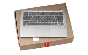 Teclado incl. topcase DE (alemán) gris/plateado con retroiluminacion (fingerprint) original para Lenovo IdeaPad 530S-14IKB (81EU)