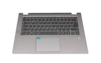 Teclado incl. topcase DE (alemán) gris/plateado con retroiluminacion original para Lenovo Flex 6-14IKB (81EM)