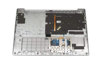 Teclado incl. topcase DE (alemán) gris/plateado con retroiluminacion original para Lenovo IdeaPad 330S-15AST (81F9)