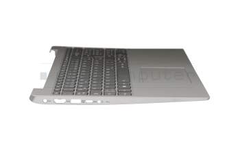 Teclado incl. topcase DE (alemán) gris/plateado con retroiluminacion original para Lenovo IdeaPad 330S-15AST (81F9)