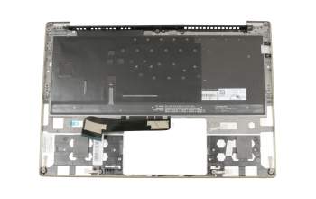 Teclado incl. topcase DE (alemán) gris/plateado con retroiluminacion original para Lenovo Yoga S730-13IML (81U4)