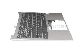 Teclado incl. topcase DE (alemán) gris/plateado con retroiluminacion original para Lenovo Yoga S730-13IML (81U4)