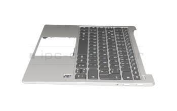 Teclado incl. topcase DE (alemán) gris/plateado con retroiluminacion original para Lenovo Yoga S730-13IWL (81J0)