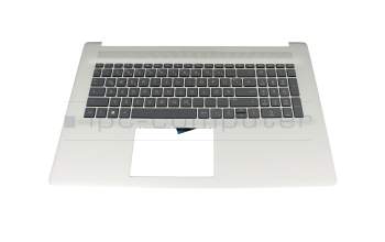 Teclado incl. topcase DE (alemán) gris/plateado original para HP 17-cp3000