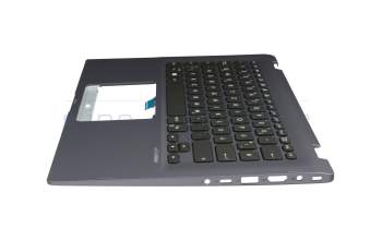 Teclado incl. topcase DE (alemán) negro/azul con retroiluminacion original para Asus VivoBook Flip 14 TP412UA