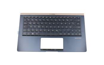 Teclado incl. topcase DE (alemán) negro/azul con retroiluminacion original para Asus ZenBook 13 UX333FLC