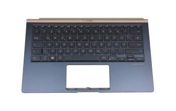 Teclado incl. topcase DE (alemán) negro/azul con retroiluminacion original para Asus ZenBook 14 UX433FA