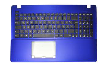 Teclado incl. topcase DE (alemán) negro/azul original para Asus F552CL