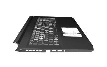 Teclado incl. topcase DE (alemán) negro/blanco/negro con retroiluminacion original para Acer Nitro 5 (AN515-54)