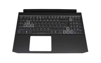 Teclado incl. topcase DE (alemán) negro/blanco/negro con retroiluminacion original para Acer Nitro 5 (AN515-55)
