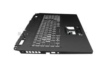 Teclado incl. topcase DE (alemán) negro/blanco/negro con retroiluminacion original para Acer Nitro 5 (AN517-42)