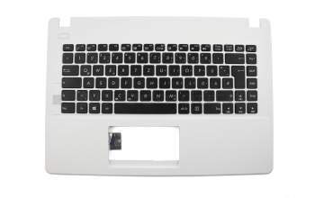 Teclado incl. topcase DE (alemán) negro/blanco original para Asus F451MA