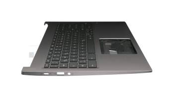 Teclado incl. topcase DE (alemán) negro/canaso con retroiluminacion original para Acer Chromebook 715 (CB715-1WT)