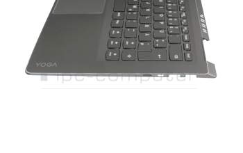 Teclado incl. topcase DE (alemán) negro/canaso con retroiluminacion original para Lenovo Yoga 710-14ISK (80TY)