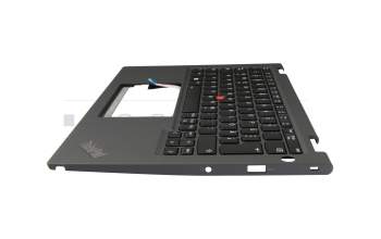 Teclado incl. topcase DE (alemán) negro/canaso con retroiluminacion y mouse stick (no WWAN) original para Lenovo ThinkPad Yoga X13 Gen 2 (20W8/20W9)