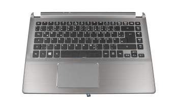 Teclado incl. topcase DE (alemán) negro/canaso original para Acer Aspire V5-473