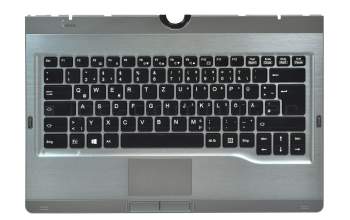 Teclado incl. topcase DE (alemán) negro/canaso original para Fujitsu LifeBook T902