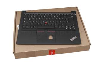 Teclado incl. topcase DE (alemán) negro/negro con mouse stick sin retroiluminación original para Lenovo ThinkPad E14 (20RA/20RB)