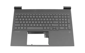 Teclado incl. topcase DE (alemán) negro/negro con retroiluminacion (tarjeta gráfica RTX) original para HP Envy x360 15-es0000