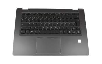 Teclado incl. topcase DE (alemán) negro/negro con retroiluminacion con recorte para lectores de huellas digitales original para Lenovo Yoga 510-14AST (80S9)