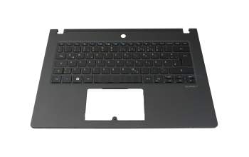 Teclado incl. topcase DE (alemán) negro/negro con retroiluminacion original para Acer TravelMate P6 (P614-51T-G2)