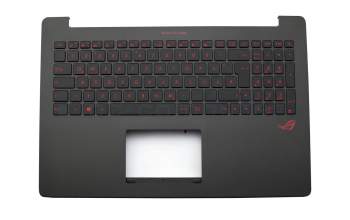 Teclado incl. topcase DE (alemán) negro/negro con retroiluminacion original para Asus ROG G501JW