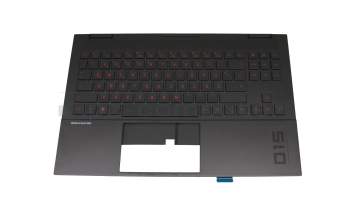 Teclado incl. topcase DE (alemán) negro/negro con retroiluminacion original para HP Omen 15-ek0000