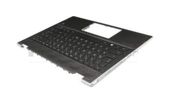 Teclado incl. topcase DE (alemán) negro/negro con retroiluminacion original para HP Pavilion x360 14-cd1300