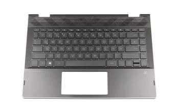 Teclado incl. topcase DE (alemán) negro/negro con retroiluminacion original para HP Pavilion x360 14-cd1400