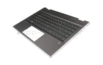 Teclado incl. topcase DE (alemán) negro/negro con retroiluminacion original para HP Pavilion x360 14-cd1400