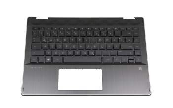 Teclado incl. topcase DE (alemán) negro/negro con retroiluminacion original para HP Pavilion x360 14-dh0000