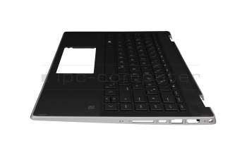 Teclado incl. topcase DE (alemán) negro/negro con retroiluminacion original para HP Pavilion x360 14-dh0000