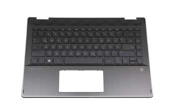 Teclado incl. topcase DE (alemán) negro/negro con retroiluminacion original para HP Pavilion x360 14-dh0100