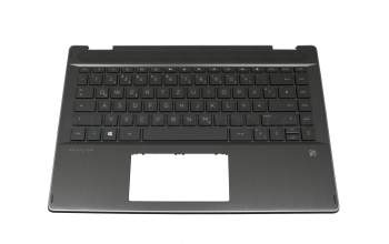 Teclado incl. topcase DE (alemán) negro/negro con retroiluminacion original para HP Pavilion x360 14-dh0100