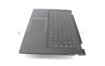 Teclado incl. topcase DE (alemán) negro/negro con retroiluminacion original para Lenovo Yoga 3 1470 (80JH)
