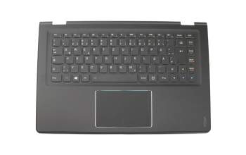 Teclado incl. topcase DE (alemán) negro/negro con retroiluminacion original para Lenovo Yoga 3 1470 (80KQ)