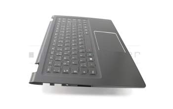 Teclado incl. topcase DE (alemán) negro/negro con retroiluminacion original para Lenovo Yoga 3 1470 (80KQ)