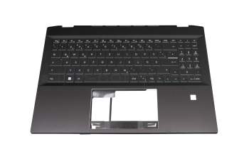 Teclado incl. topcase DE (alemán) negro/negro con retroiluminacion original para MSI Summit E16 Flip Evo A13MT (MS-1592)