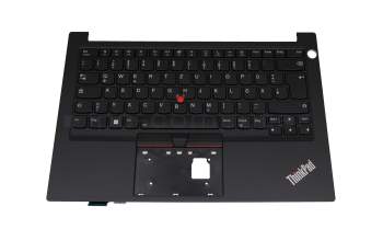 Teclado incl. topcase DE (alemán) negro/negro con retroiluminacion y mouse stick original para Lenovo ThinkPad E14 Gen 3 (20Y7)
