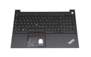 Teclado incl. topcase DE (alemán) negro/negro con retroiluminacion y mouse stick original para Lenovo ThinkPad E15 Gen 2 (20TD/20TE)