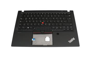 Teclado incl. topcase DE (alemán) negro/negro con retroiluminacion y mouse stick original para Lenovo ThinkPad T14s Gen 1 (20UH/20UJ)