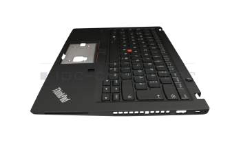 Teclado incl. topcase DE (alemán) negro/negro con retroiluminacion y mouse stick original para Lenovo ThinkPad T14s Gen 1 (20UH/20UJ)